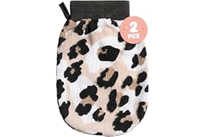 ROSELYNBOUTIQUE Facial Glove Mitt Exfoliating Massager Self Care Gifts for Men Women Facial Skincare Tools (Leopard)