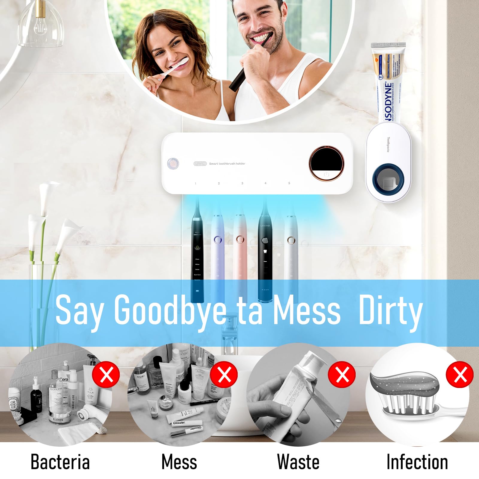 Timer Toothpaste Dispenser Mua GFBEBDV Toothbrush Holder Cleaning Set, Toothbrush Holder Cleaner ...