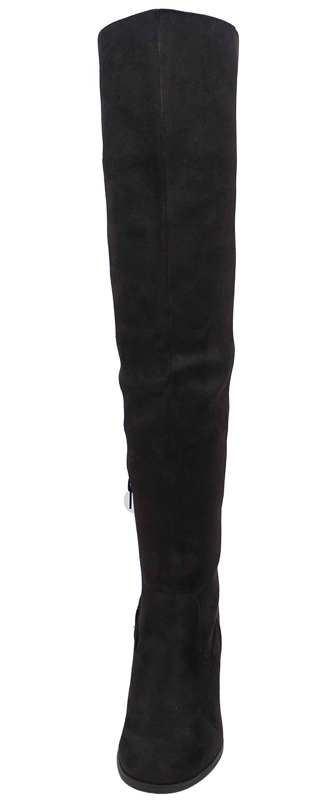 City Classified Women's Back Split Open Back Over The Knee Chunky Stacked Block Heel Black - Image 7