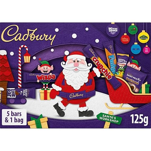 Cadbury Festive Chocolate Selection Box, Perfect Stocking Filler Gift, Includes 5 Bars & 1 Bag, 125 g (Pack of 1)