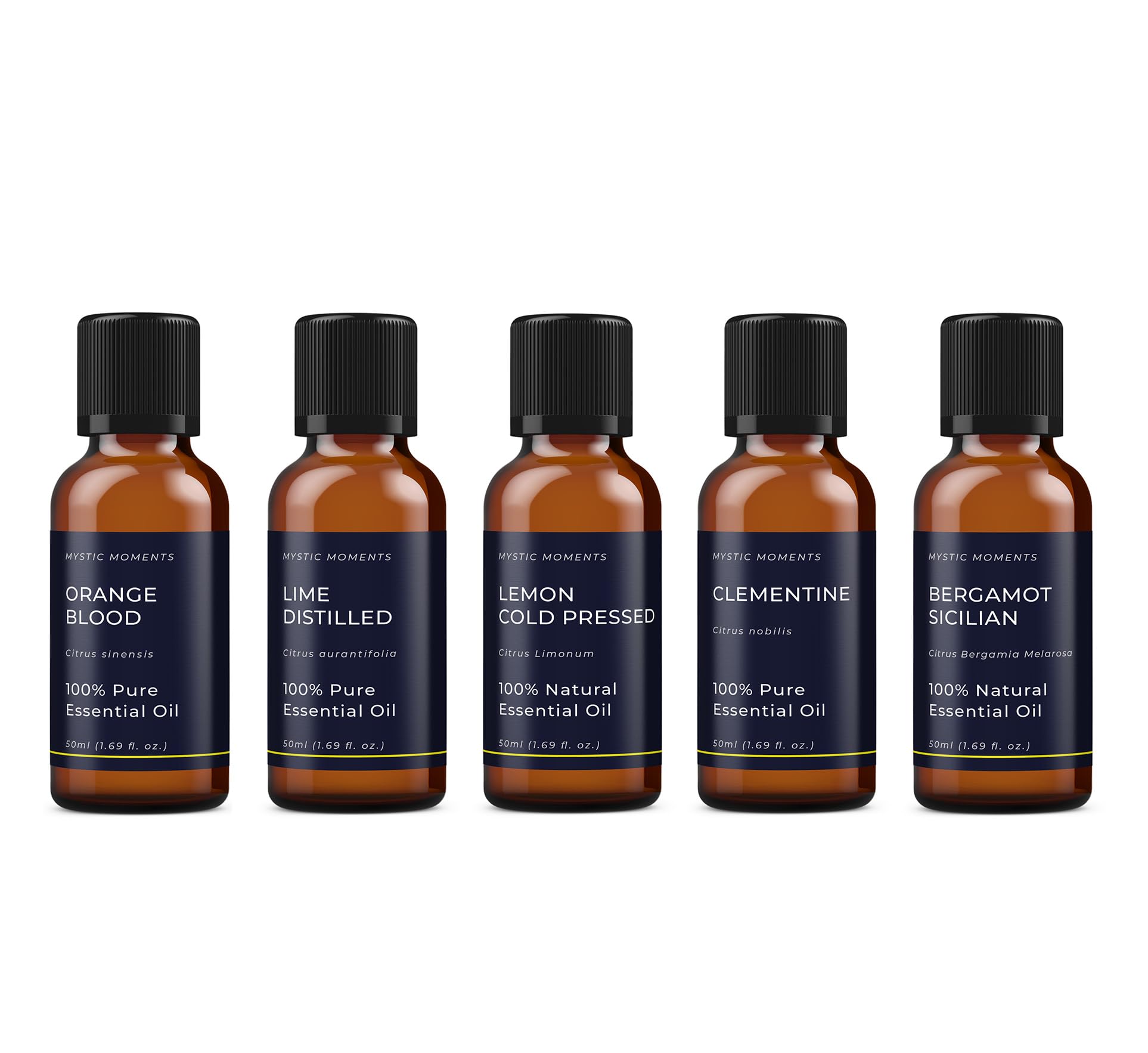 Mystic Moments | Essential Oils of Italy Essential Oil Gift Starter Pack 5x50ml | Bergamot Sicilian, Clementine, Lemon Cold Pressed, Lime Distilled, Orange Blood | Perfect as a Gift