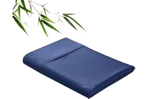 ZAIZAIHOME Bamboo Viscose Flat Sheets Only, Sateen Weave Full Size Flat Sheet Only, Luxury Soft Cooling for Hot Sleepers, Silky Breathable (NavyBlue, Full)