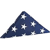 Memorial Flag 5x9.5 ft, 100% Cotton Made American US Burial Flag for Veteran Military, with Embroidered Stars, Sewn Stripes, 4 Rows of Lock Stitching, Brass Grommets, Heavy Duty USA Burial Casket