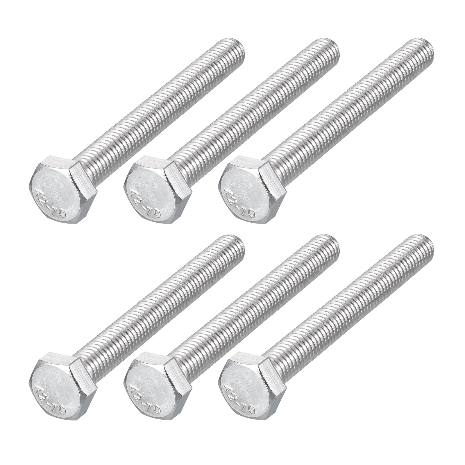 METALLIXITY Hex Bolts (M8-1.25x70mm) 6Pcs, 304 Stainless Steel Coarse Fully Threaded Hex Head Screw Bolt Machine Screws - for Furniture Repair, Silver
