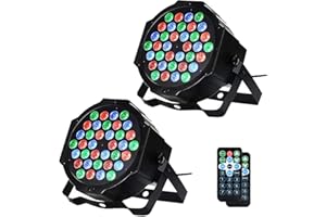 LUNSY Dj Lights, 2 Pack 36 LED Par Lights Stage Lights with Sound Activated Remote Control & DMX Control, Stage Lighting Uplights for Wedding Club Music Show Christmas Holiday Party Lighting