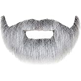 Mustaches Fake Beard, Self Adhesive, Novelty, Small, Short Boxed False Facial Hair, Costume Accessory for Adults, Gray with White Color