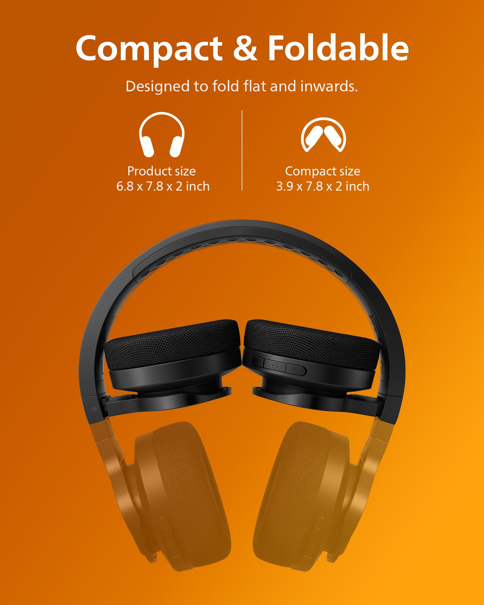 PHILIPS A4216 Wireless Headphones, Over-Ear Bluetooth Headphones with Powerful Bass, Sound, 40 mm Drivers, 35 Hours Battery, Fast Charging,230g Lightweight, Washable/Cooling Ear-Cup, IP55, Black