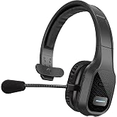 Delton Wireless Computer Headset, Trucker Bluetooth Headset | With Noise Canceling Microphone, 35Hrs talk time, Cell Phone, Drivers, Office, Call Center Work - Black