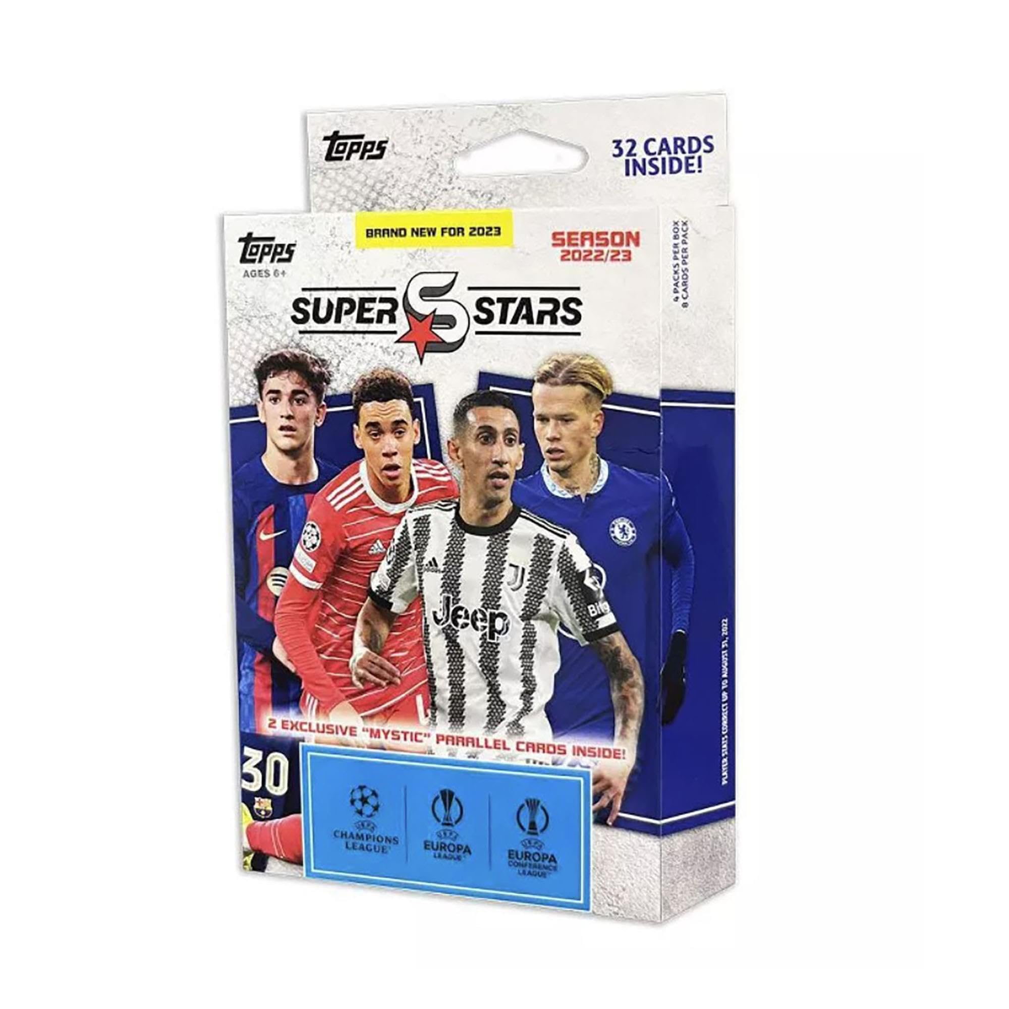 Topps UEFA Superstars 22/23, Hanger Pack (4 packs) - 32 Trading Cards