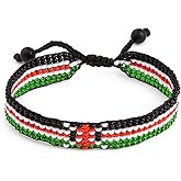 FAHARI Flag Bracelet - Adjustible Wrist Wrap Bracelet - Beaded and Boho Style Rope Bracelet - Country Flag Bracelet