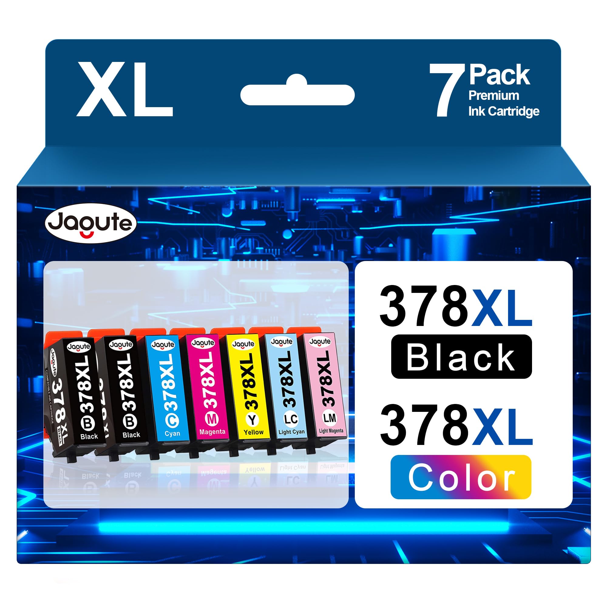 378XL Ink Cartridges for Epson 378 378XL Ink Multipack for Epson Expression Photo XP-8700 XP-8500 XP-8505 XP-8600 XP-8000 XP-8005 Printers, 7 Pack (Black Cyan Magenta Yellow)