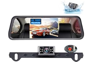 LeeKooLuu Backup Camera Mirror Easy Set-up: Plug and Play HD 1080P Clear Image Color Night Vision Rear View Mirror with License Plate Camer DIY Guide Lines Waterproof for Car/Truck/SUV/Minivan LK1
