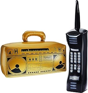 2 Pieces Inflatable Radio Boombox and Inflatable Mobile Phone Box for 80s 90s Party Decorations