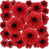 WILLBOND Artificial Red Poppy Flowers Memorial Day Large Poppies Fake Flowers for Halloween Birthday Carnival Back to School Party Backdrop(6,8,12 Inches,18 Pcs)