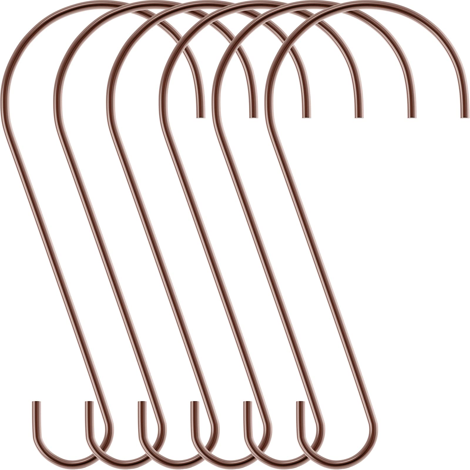 Hotop 6 Pieces Heavy Duty Big S Hooks Bird Feeder Garden Rustproof Stainless Steel Hook for Tree Branch, Kitchen, Bird House, Plants, Baskets, Lanterns and Bicycles(12 Inch,Bronzed)