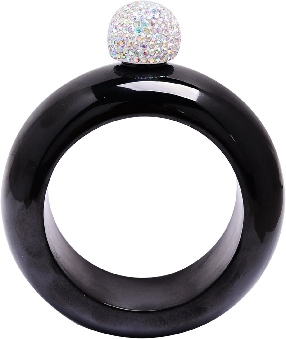 Amzwt Hidden Flask Bracelet Bangle Cool Jewelry for Women(3.5oz Black with Rhinestones Lid)