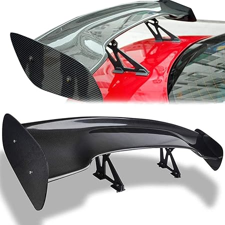 Amazon Sedanユニバーサルリアスポイラー カーボンファイバースポーツリアウイングダブルリア Gtウイングユニバーサルフィットメントカーボンファイバーリアスポイラーアルミ フィットクーペセダン 外装 エアロパーツ 車 バイク