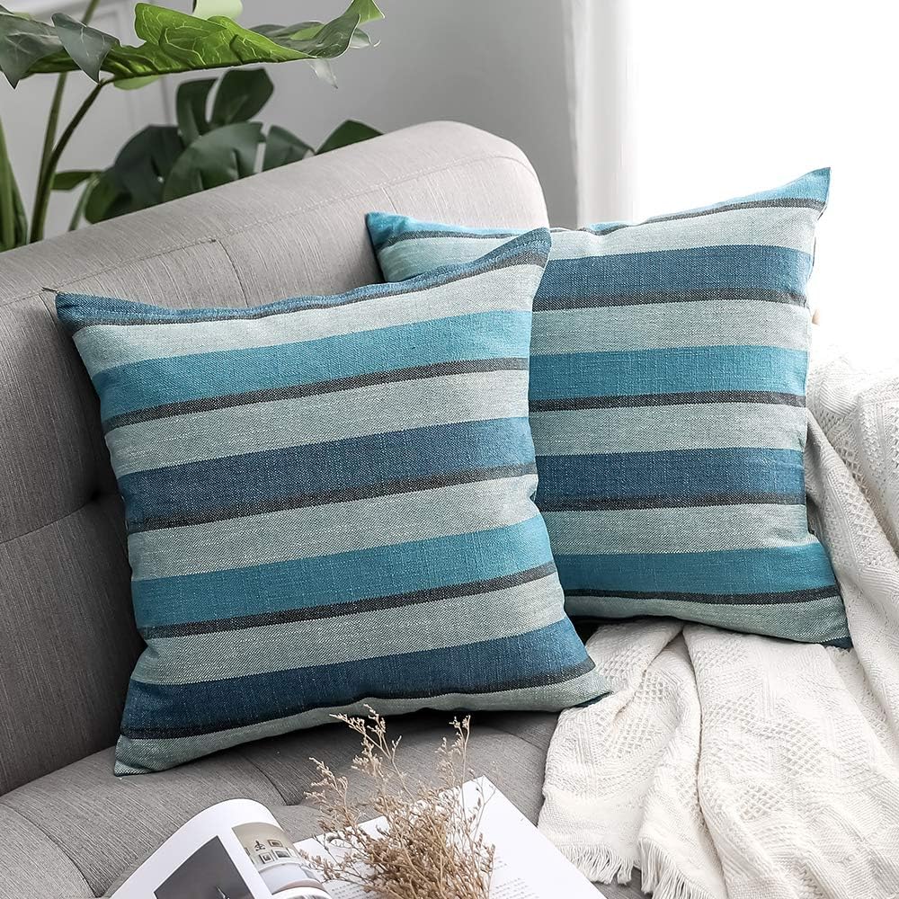 MIULEE Pack of 2 Decorative Classic Retro Stripe Throw