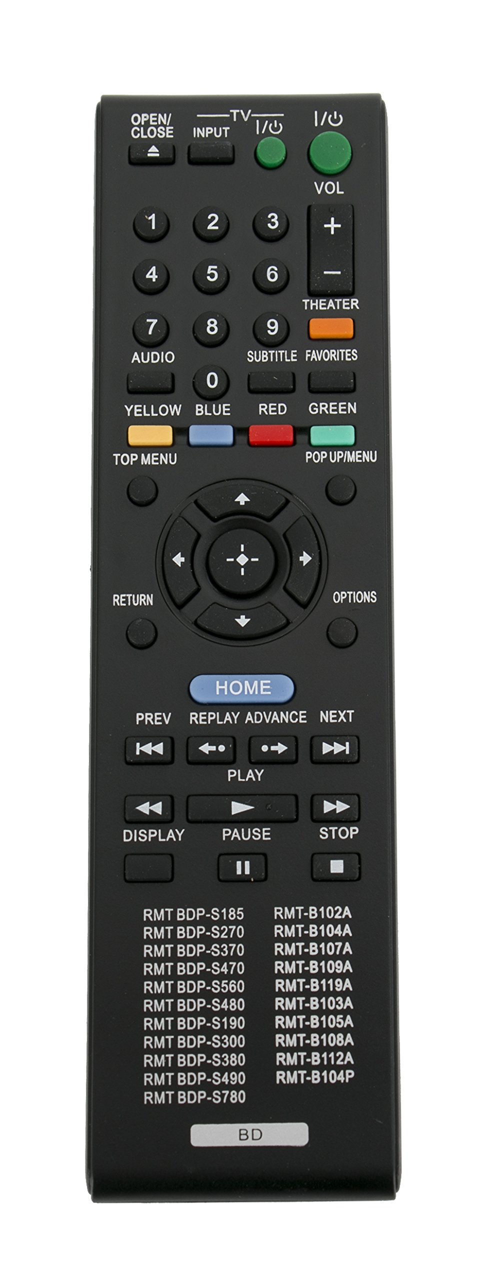 ALLIMITY Remote Control Replaced for Sony 3D Blu-ray Player BDP-S780 BDP-S560 BDP-S490 BDP-S480 BDP-S470 BDP-S380 BDP-S370 BDP-S300 BDP-S270 BDP-S190 BDP-S185