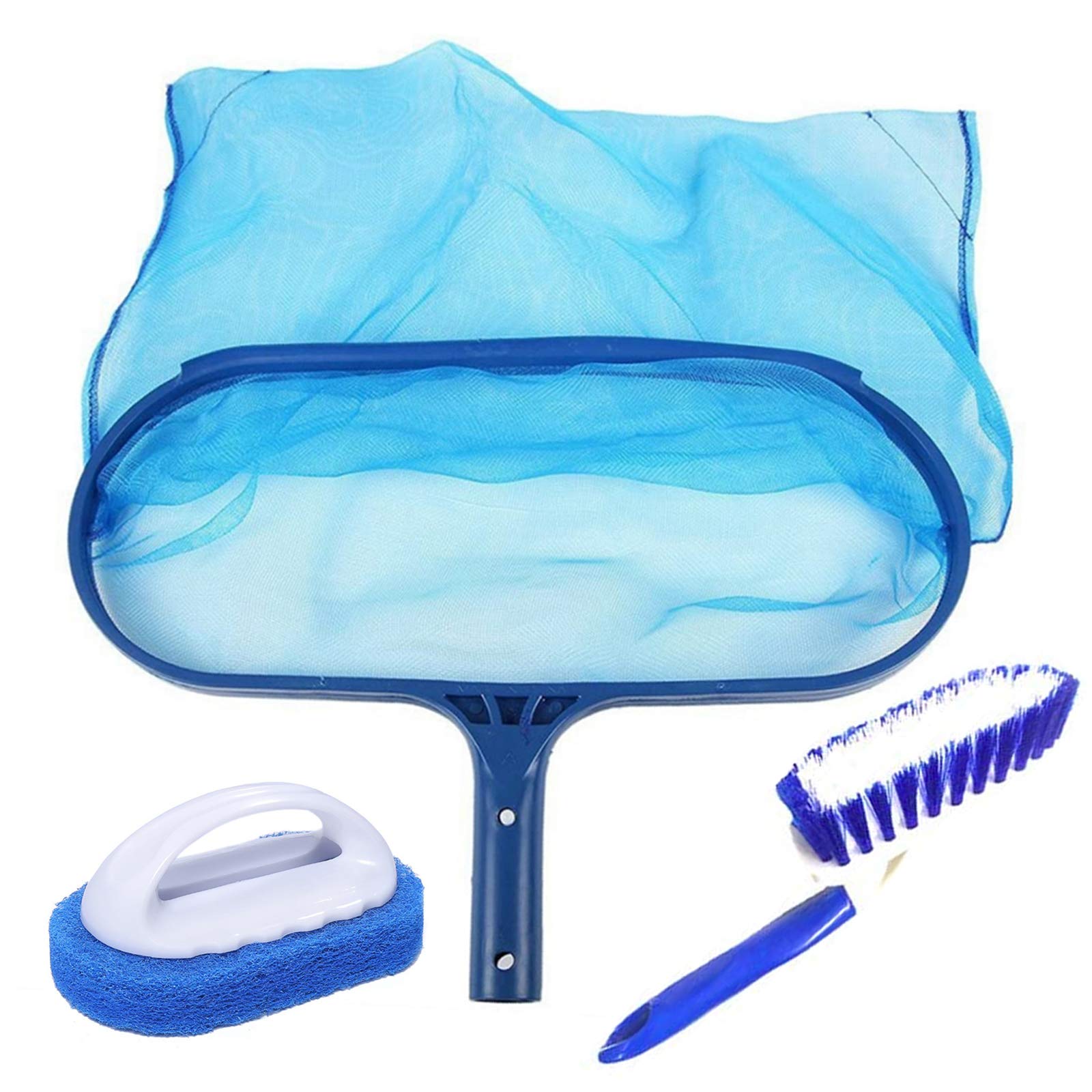 Hot Tub Cleaning Kit Accessories, Pool Leaf Skimmer Swimming Pool Skimmer Fine Mesh Net Deep Bag Leaf Rake Pool Net, Paddling Pool Brush and Scrubbing Brush for Cleaning Pool, Spas, Hot Tubs