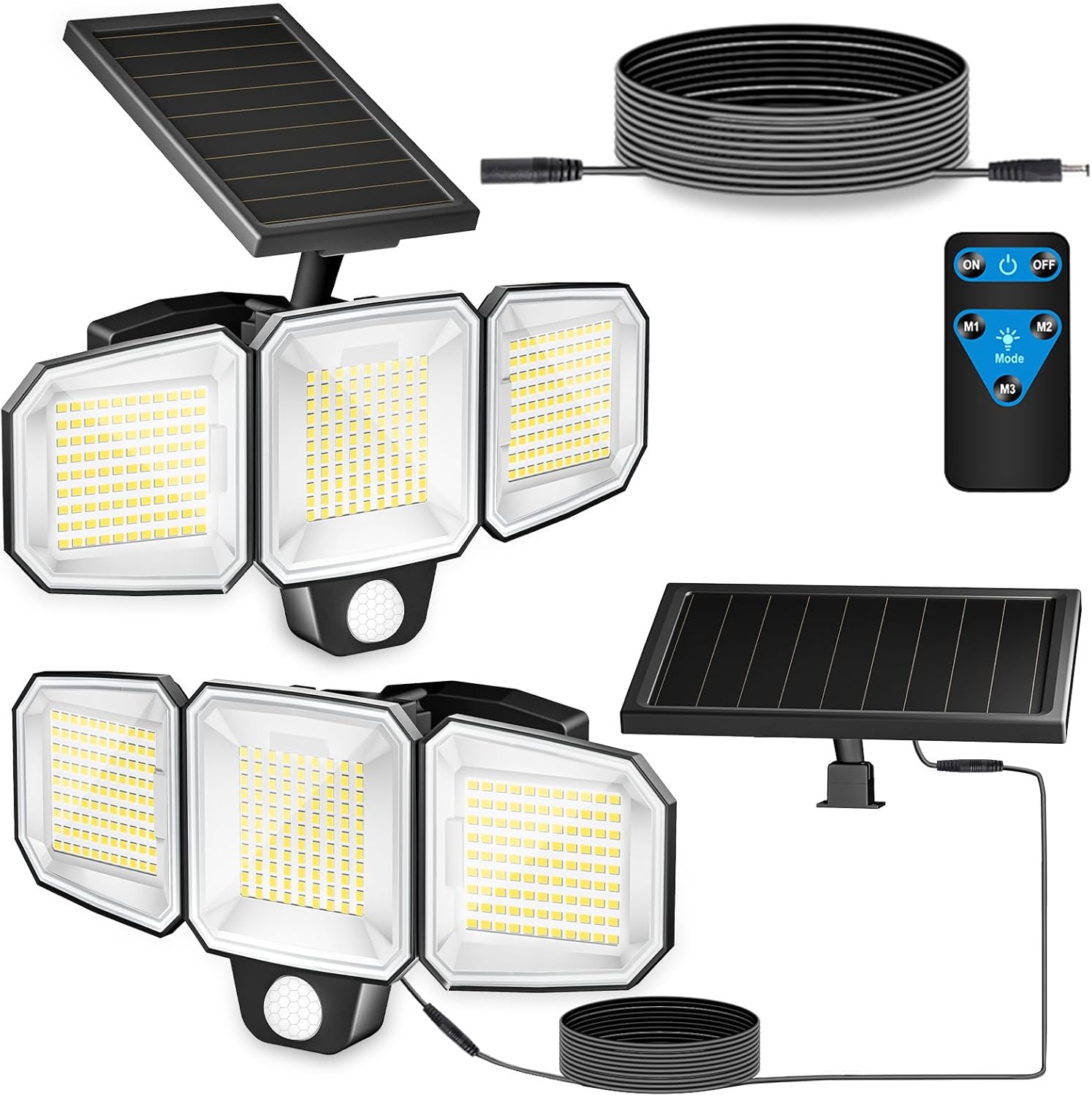 Lighting - CEOTIS Solar Outdoor Lights, 243 LED 3500LM Motion Sensor Solar Lights for Outside, IP65 Waterproof 270° Wide Angle Security Flood Lights, Separate Solar Panel Remote 3 Modes Wall Lights (2pack)