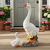Porch Goose Garden Statue 2 Pack, Mom and Baby Goose Garden Decor, 20 Inches High Goose Statue, Big Resin Yard Decor, Outdoor Geese Figurine for Patio,Porch,Yard,Lawn Ornament, Gifts for Mom