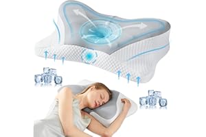Smug Cervical Neck Pillow, Cooling Ergonomic Memory Foam Pillows for Neck Pain Relief with Breathable Pillowcase, Dual Height Orthopedic Support Contour Pillow for Side, Back, Stomach Sleepers, Grey