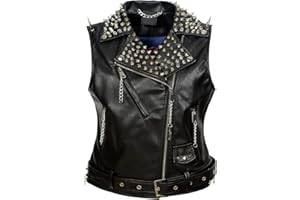 Fashion SX Men's Punk Leather Motorcycle Vest Studded Rivet Classic Vintage Club Riding Biker Vests