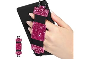 MoKo Soft Hand Strap for 6-8" Kindle eReaders Fire Tablet Kindle/Kobo/Voyaga/Lenovo/Sony Kindle E-Book Tablet, Black High-Elasticity Versatile Hand Strap Lightweight Finger Grip Holder, Flash Rose