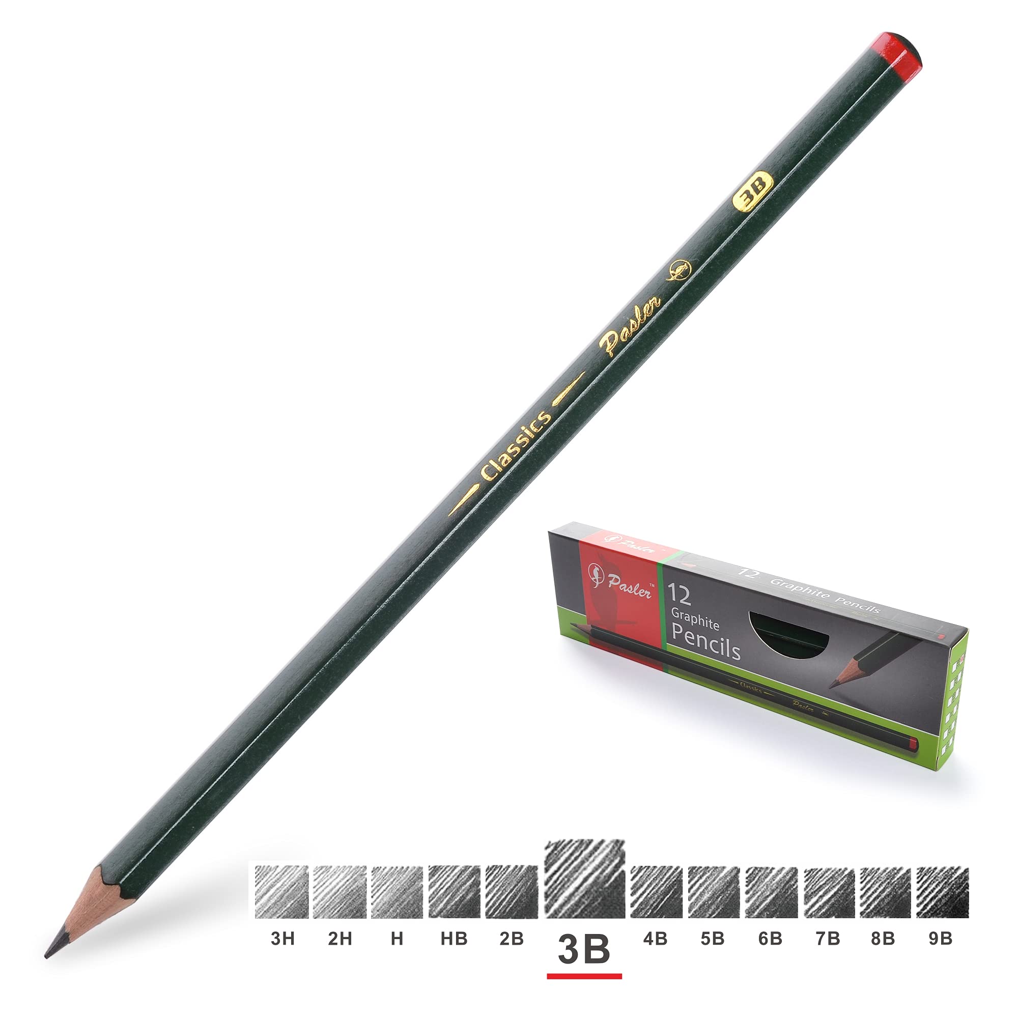 Pasler® Professional Graphic Sketching Drawing Pencils 12 Count (3B)