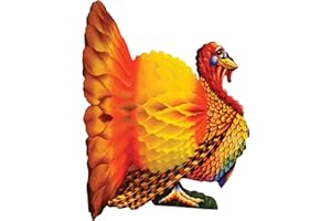 Beistle Colorful Tissue Turkey Centerpiece