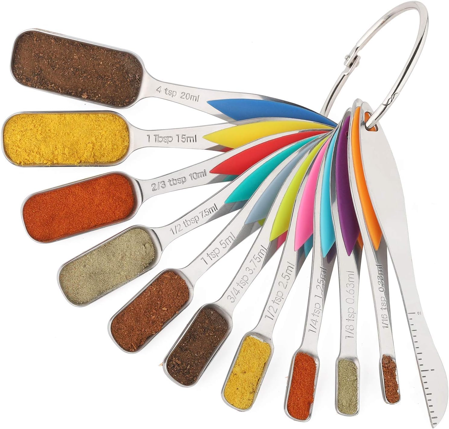 YellRin Stainless Steel Measuring Spoons Set of 11 for Measuring Dry and Liquid Ingredients Cooking Baking Tablespoon Teaspoon Metal