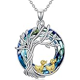 TOUPOP Tree of Life Chicken/Duck/Goose Necklace 925 Sterling Silver Crystal Jewelry Gifts for Women