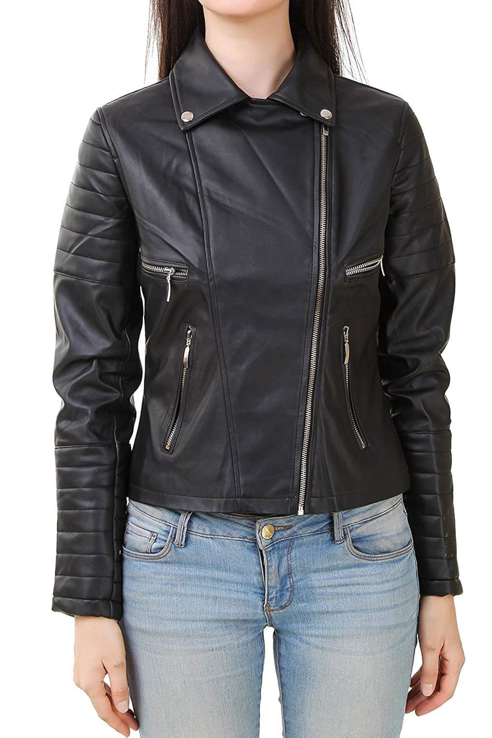 easy4buy&reg; stylish girls/ladies/women slim fit zipper design winter jacket(code-black)(size-m)