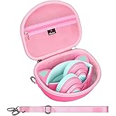 Mchoi Hard Case Suitable for Riwbox CT-7 Pink/for Jack CT-7S Cat Green 3.5mm/ for iClever IC-HS01 Bluetooth Wireless Over-Ear Headphones Headset for Kids Travel Protective Case, Pink Case Only