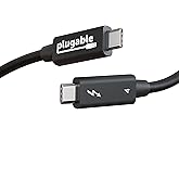 Plugable Thunderbolt 4 Cable [Thunderbolt Certified] 6.6ft USB4 Cable with 100W Charging, Single 8K or Dual 4K Displays, 40Gb