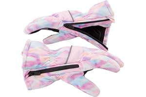 Andy & Evan Kids' Waterproof Snow Gloves Winter Gloves Side Zippers Touchscreen Ski Snowboard Sledding w/Warm Fleece Palms