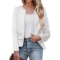 Zeagoo Womens Blazer Cropped Open Front Zipper Dress Jacket O Neck ...