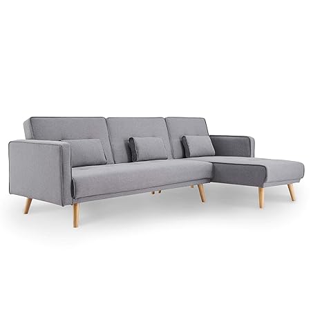 Lena Canapé Dangle En Tissu Gris Clair Convertible