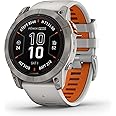 Garmin fēnix 7X Pro Sapphire Solar, Multisport GPS Smartwatch, Built-in Flashlight, Solar Charging Capability, Fog Gray/Ember Orange