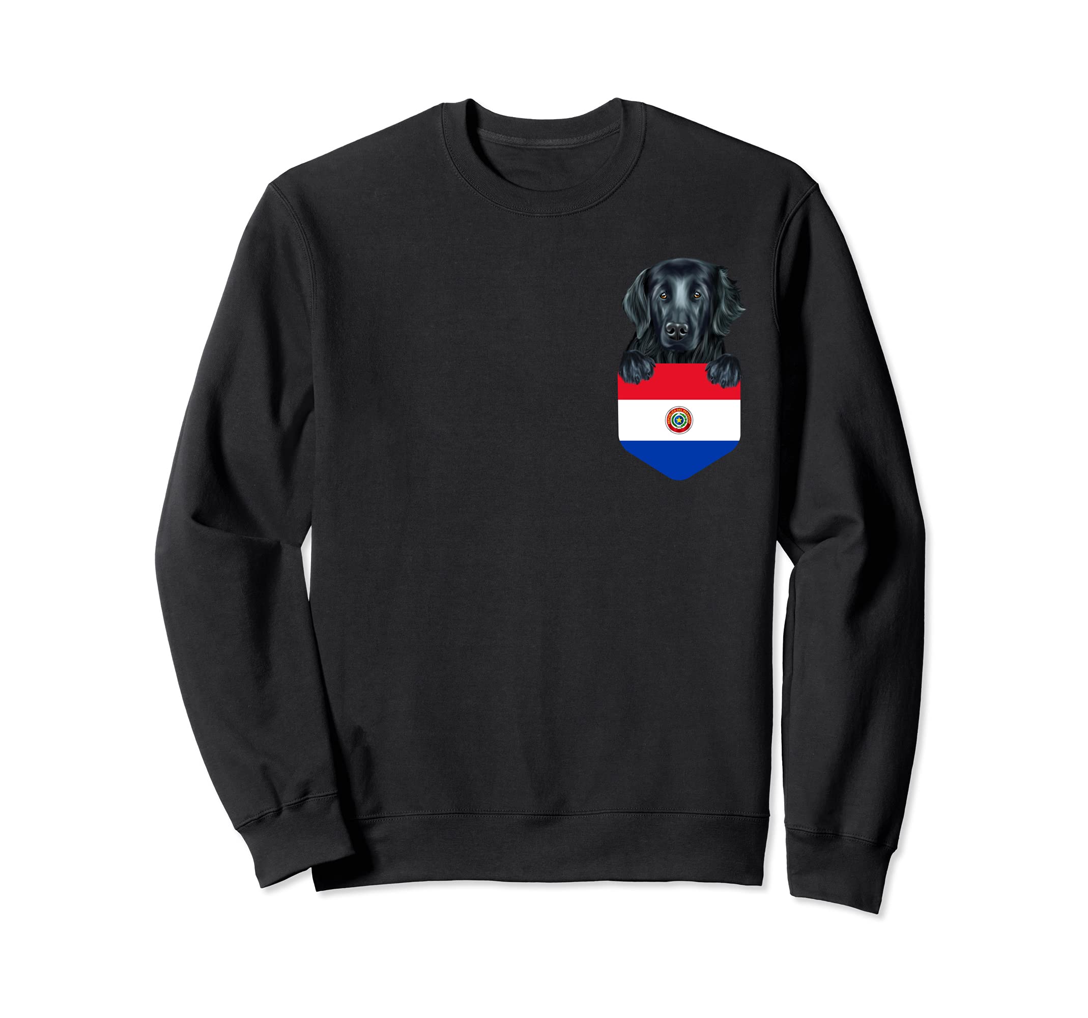 Paraguay Flag Flat-Coated Retriever Dog In Pocket Sweatshirt