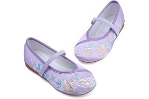 ANPROITY Encanto Costume Shoes Mary-Jane Flats Shoes Round Toe Low Wedge Ballet Flats Floral Embroidery Shoes for Girls Halloween Cosplay Dress Up