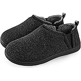 Snug Leaves Men's Faux Wool Slippers Comfy Warm Winter House Shoes with Elastic Gores