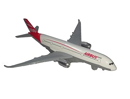 IndusBay Diecast Alloy Metal Airbus A350 Airplane Model Pull Back with Sound Light Aircraft Model Aeroplane Desk Toy for Kids (Red, Size 7.6 Inches)