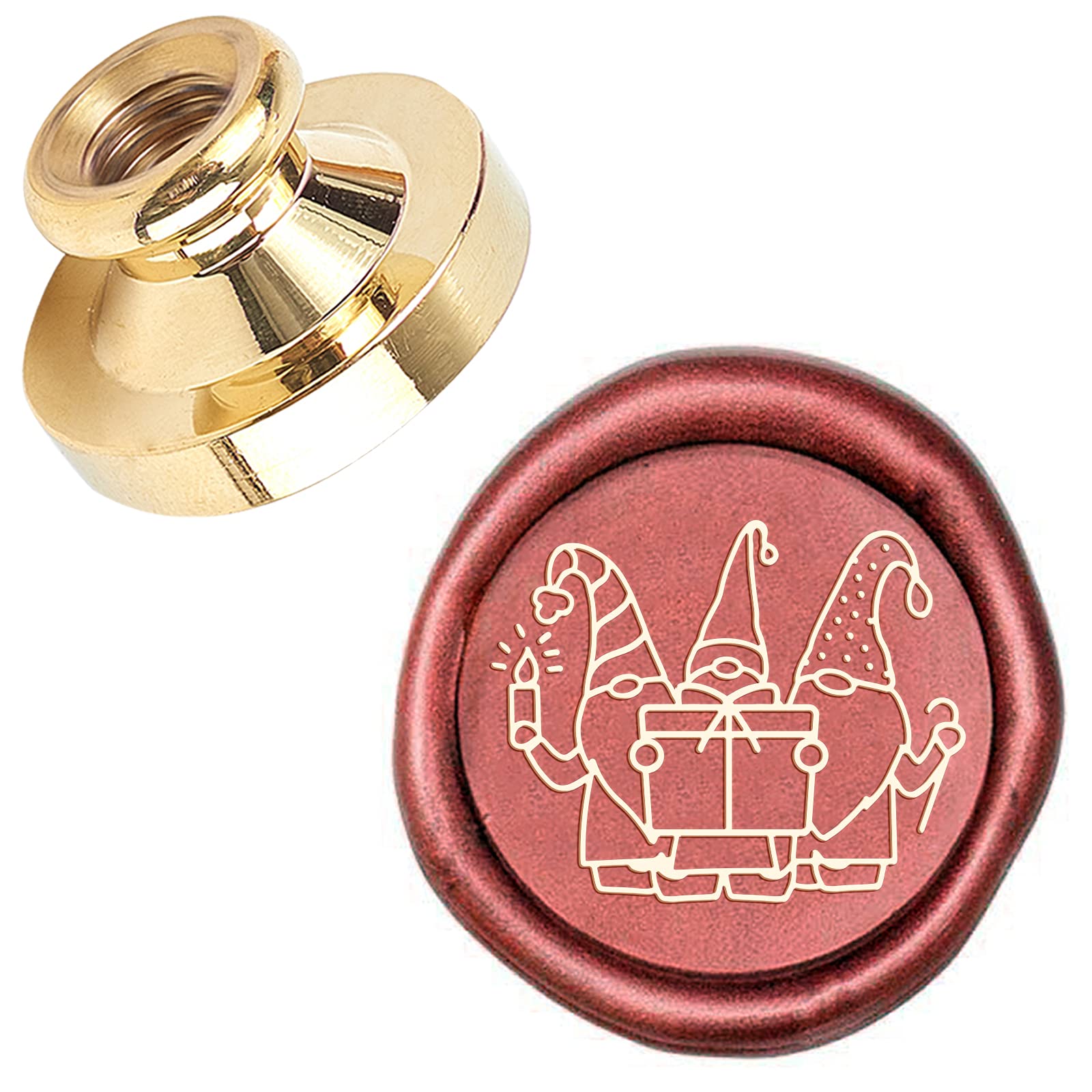 CRASPIRE Christmas Elf Dwarf Sealing Wax Stamp Gift Candle X'MAS EVE Merry 25mm Replaceable Brass Head for Invitations Envelope Cards Holiday
