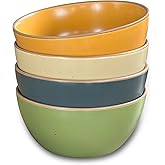 Mora Ceramic Artisan Matte Bowls For Kitchen 28oz - Bowl Set of 4 - For Cereal, Salad, Pasta, Soup, Dessert etc - Dishwasher, Microwave, and Oven Safe - For Breakfast, Lunch and Dinner - Safari Colors