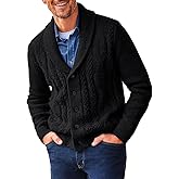 Runcati Mens Shawl Collar Cardigan Sweater Cable Knit Button Down Sweaters Long Sleeve Casual Winter Outwear