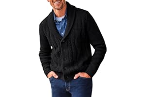 Runcati Mens Shawl Collar Cardigan Sweater Cable Knit Button Down Sweaters Long Sleeve Casual Winter Outwear