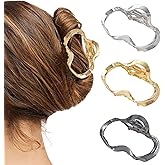 3PCS Metal Hair Claw Clips, Gold Hair Claw Barrettes No Slip Claw Clip for Thick Hair, Hair Jaw Clamps Hair Accessories for Women and Girls