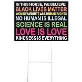 Gear Tatz - In This House, We Believe... - Progressive Yard Sign - White Plastic Corrugated Placard Embossed With Vinyl Decal